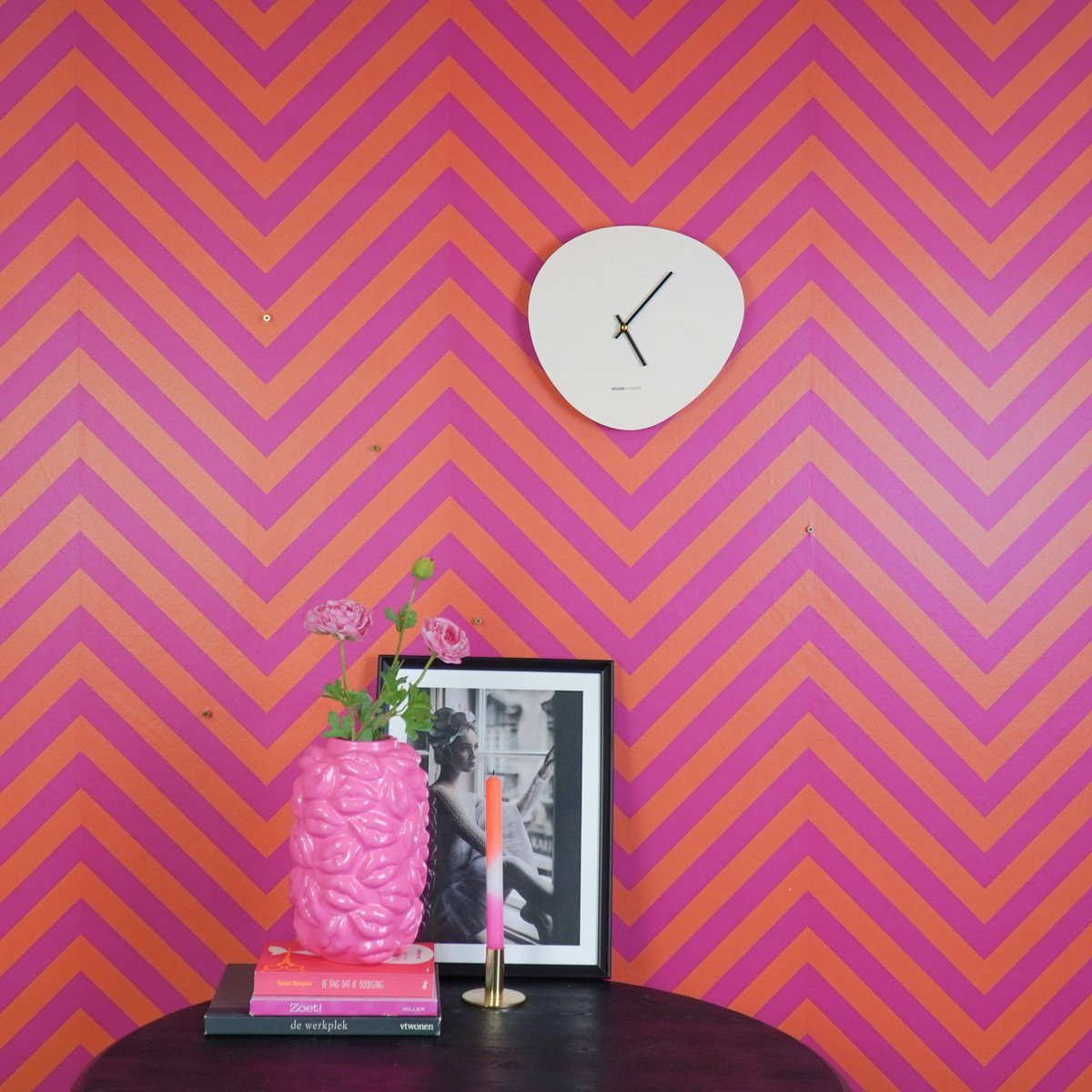 Organische Wandklok Lichtroze - 30 cm