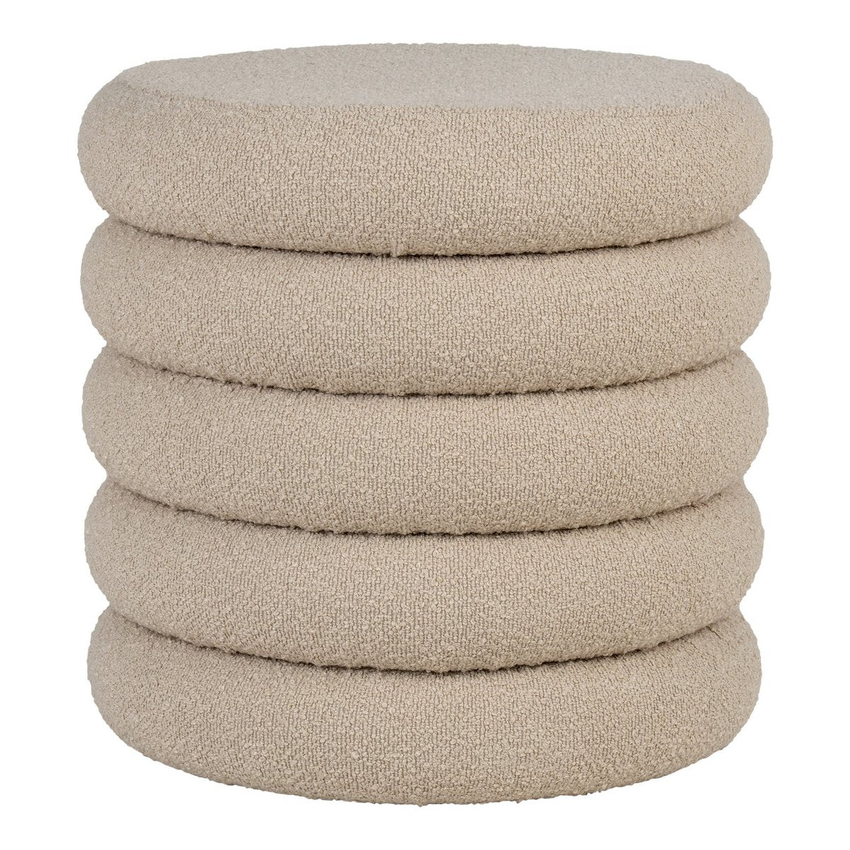 Brooklyn Poef - MDF, Grenenhout, Schuim, Polyester, Beige - Ø44x44 cm
