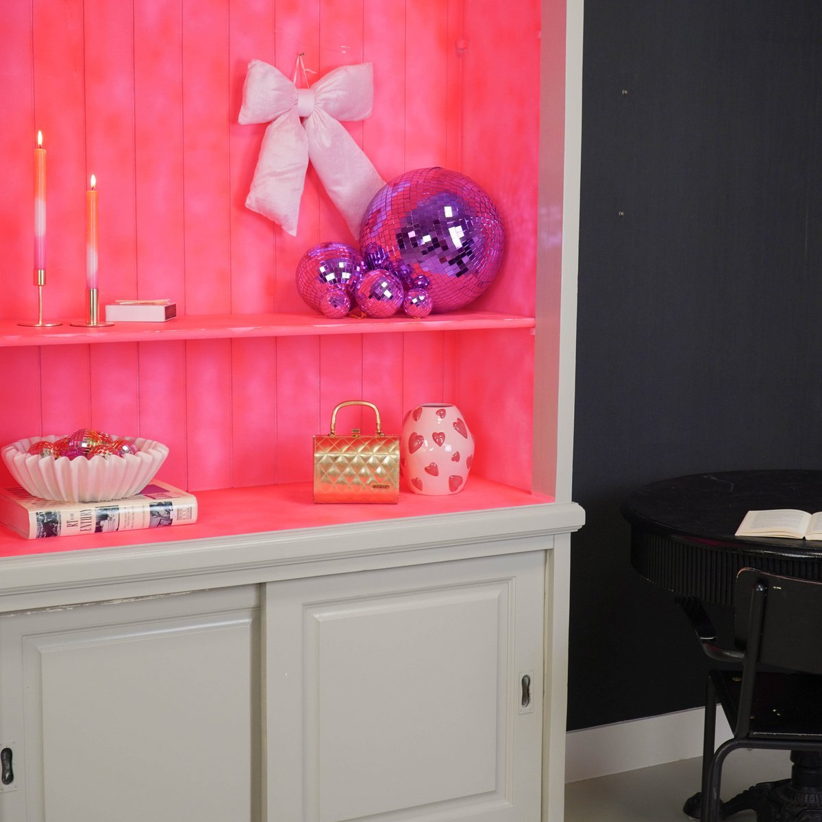 Kerstdecoratie - Strik - Fluweelachtig - Lichtroze - 32x40cm