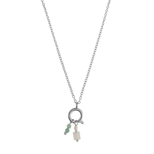 Slot Ketting 10 mm & Edelsteen Hangertjes - Zilver