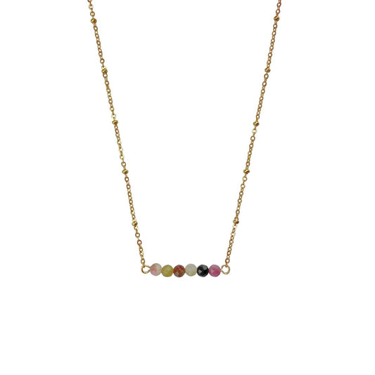 Ketting Watermeloen Toermalijn - Goud