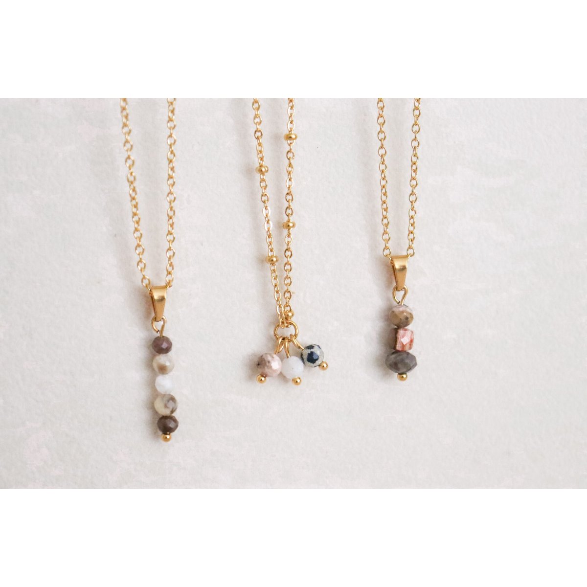 Rhodochrosiet & Labradoriet Ketting - Goud
