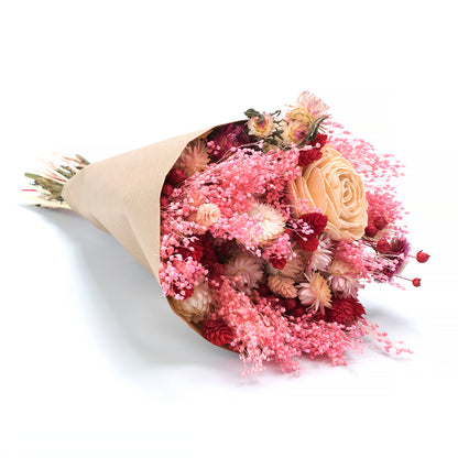 Set gedroogde bloemen Rood - vlas, phalaris, brembloei - L
