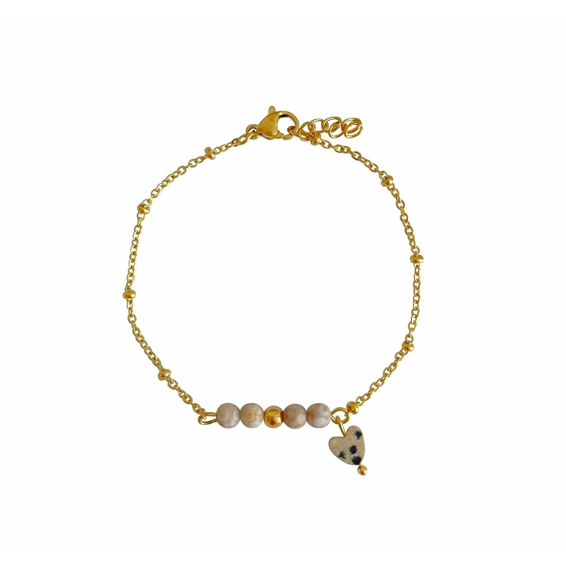 Maifan & Dalmatiër Jaspis Hartje Armband - Goud