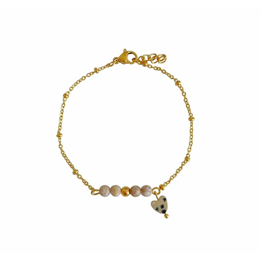 Maifan & Dalmatiër Jaspis Hartje Armband - Goud