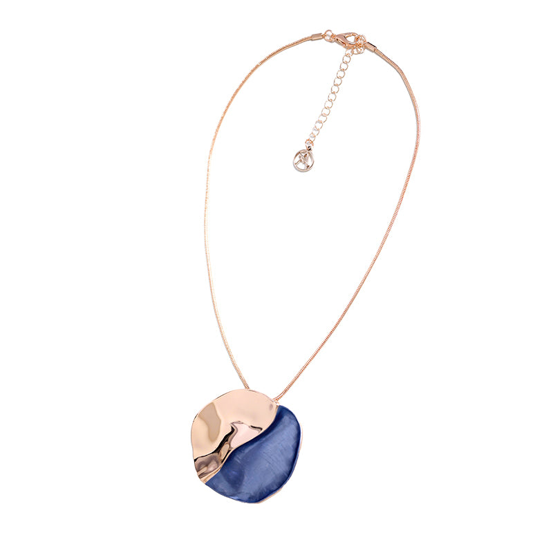Ronde email hanger ketting - blauw