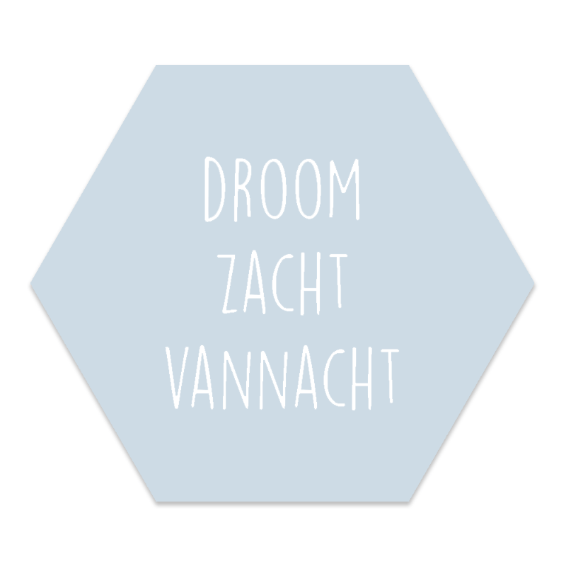 Muurhexagon kids pastelblauw slaap zacht droom zacht
