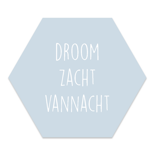 Muurhexagon kids pastelblauw slaap zacht droom zacht