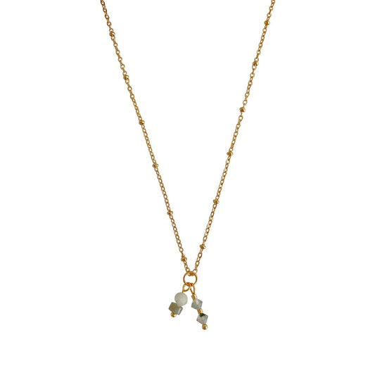 Mos Agaat, Jade & Labradoriet Ketting - Goud