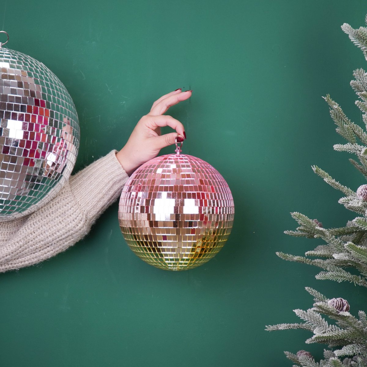 Kerstdecoratie - Kersthanger - Discobal - Foam - Roze/Goud - 20x20x20cm