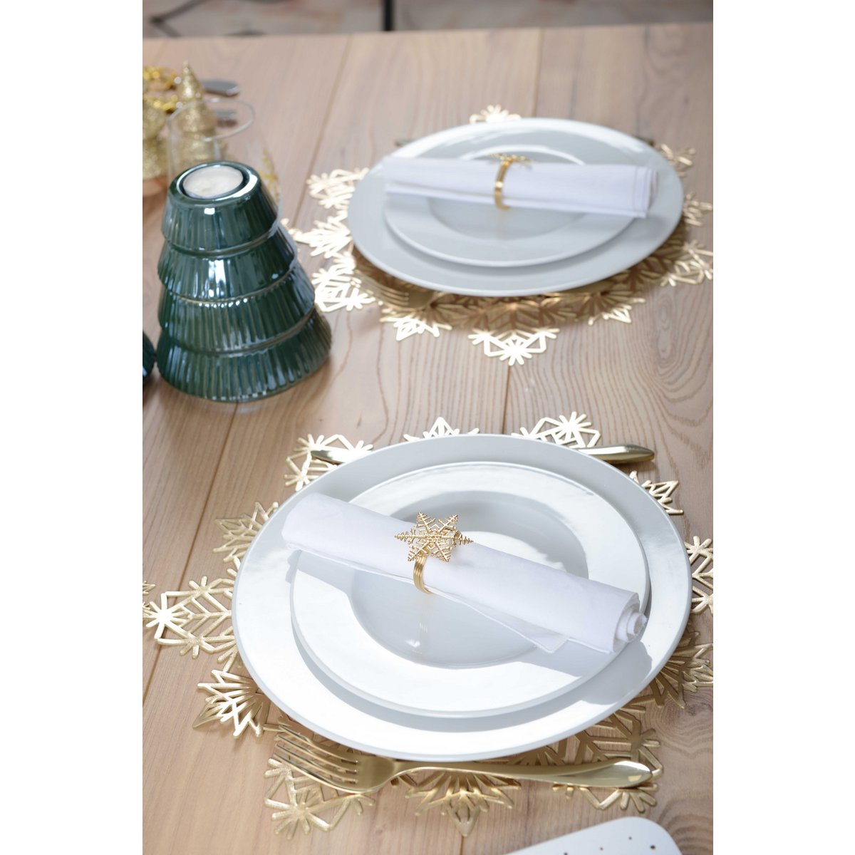 Set van 4 rondes van gouden vlokken handdoeken