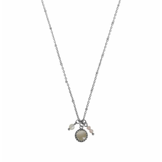 Cat's Eye & Rozenkwarts Ketting - Zilver