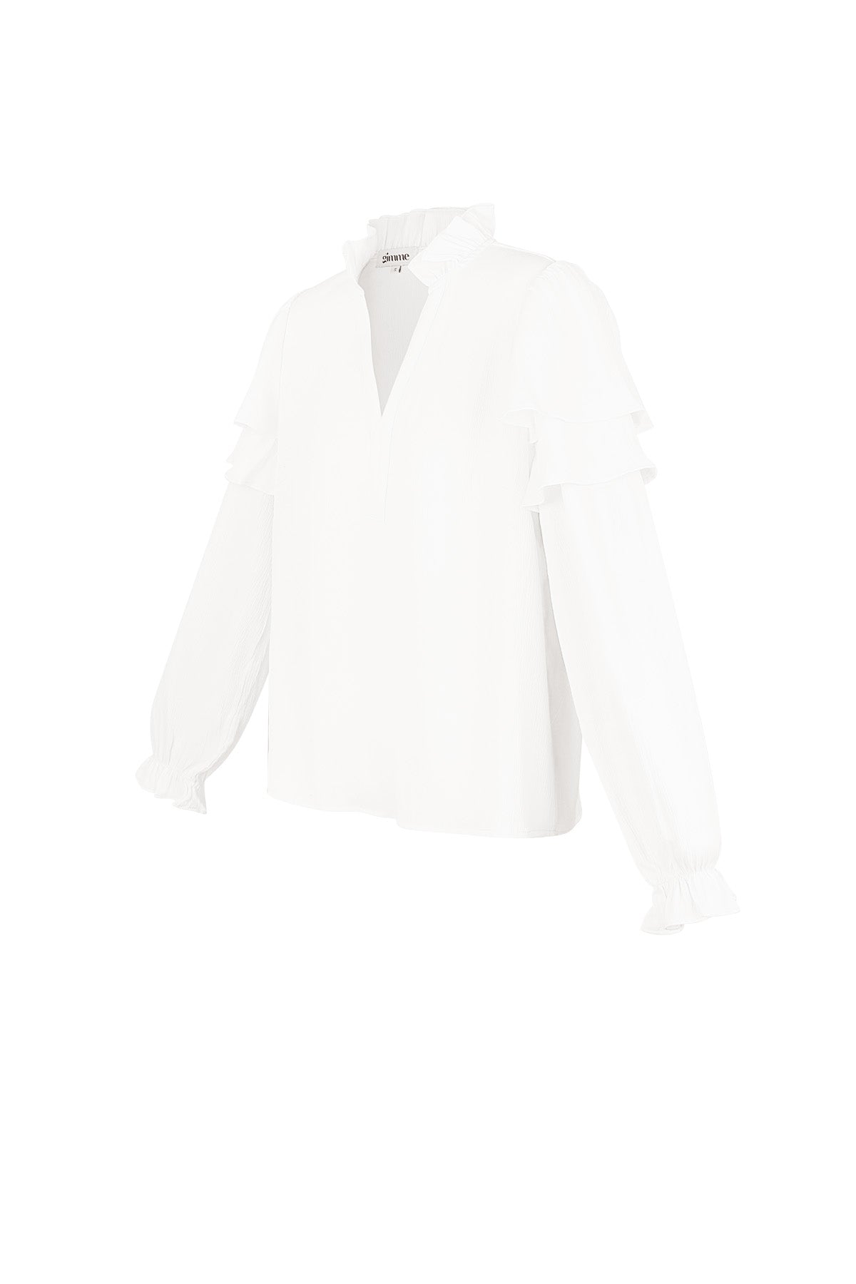 Lange Mouw Top Met Plooien V-Hals - Meerdere kleuren