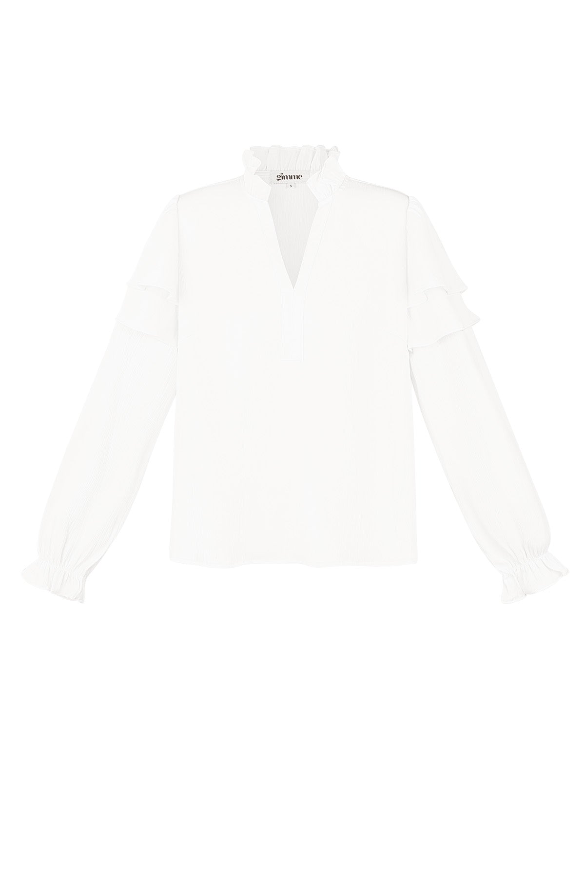 Lange Mouw Top Met Plooien V-Hals - Meerdere kleuren