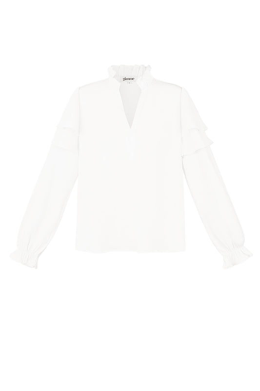 Lange Mouw Top Met Plooien V-Hals - Meerdere kleuren