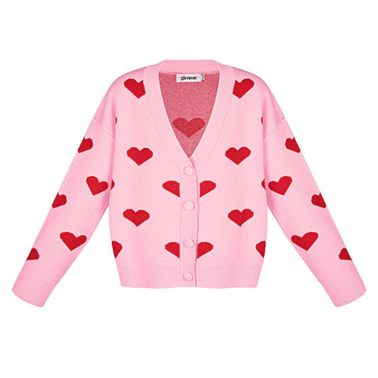 Viscose Gebreide Dames Trui Leuk Hart Patroon Herfst/Winter