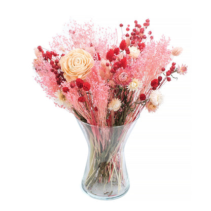 Set gedroogde bloemen Rood - vlas, phalaris, brembloei - L