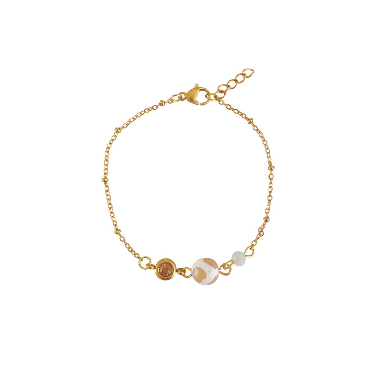 Dzi Agaat & Maansteen Armband - Goud
