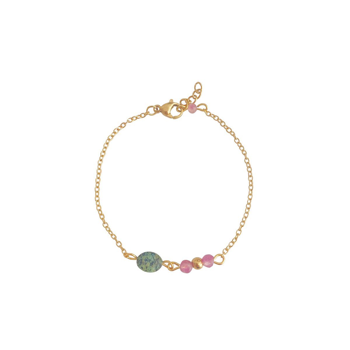 Afrikaanse Turkoois & Toermalijn Armband - Goud