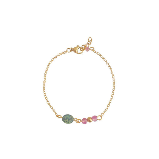 Afrikaanse Turkoois & Toermalijn Armband - Goud