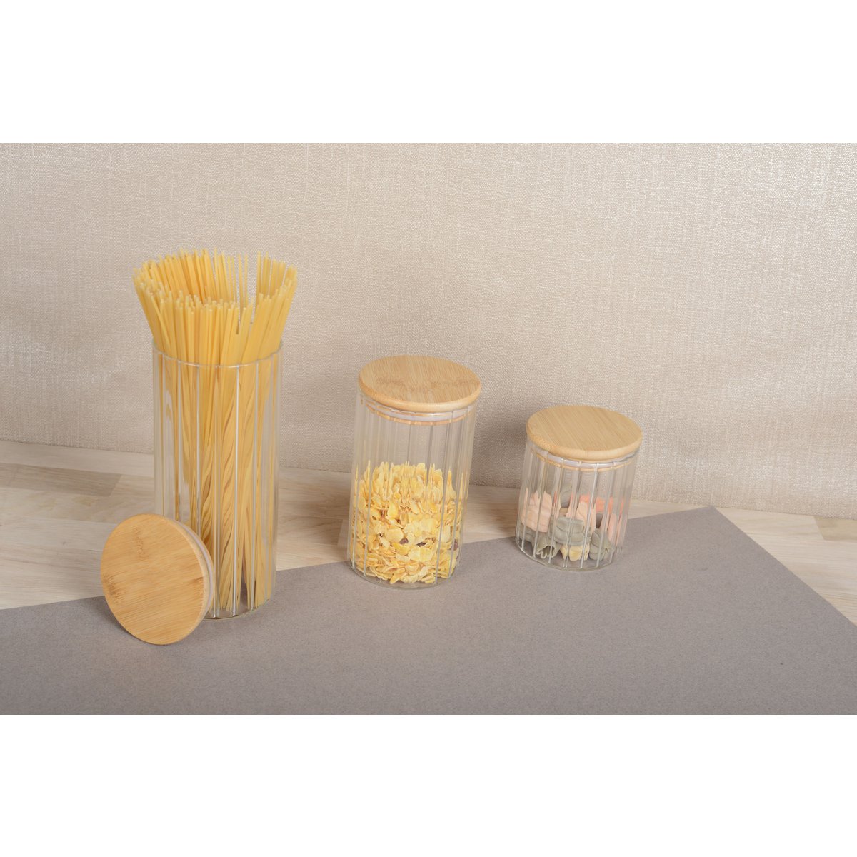 9x9x20cm glas- en houten opbergpot