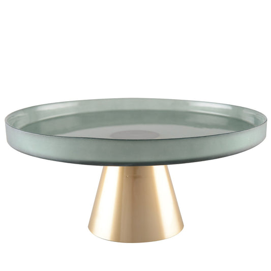 GROEN DIENBLAD OP GOUDEN STAND 21CM