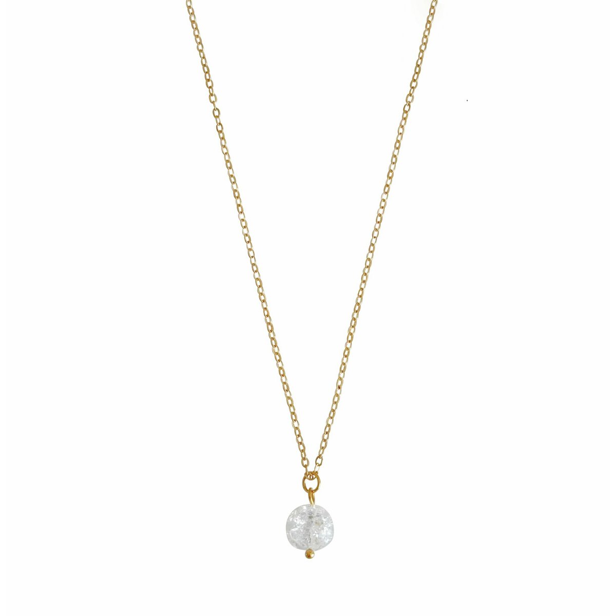 Cracked Bergkristal Ketting - Goud