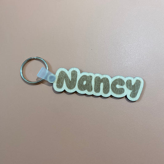 Houten sleutelhanger met naam
