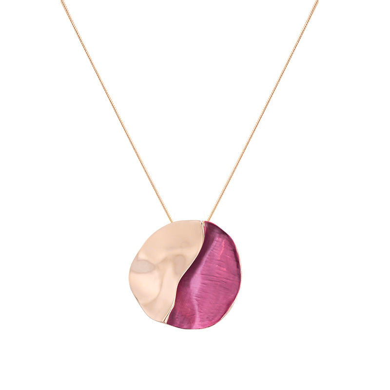 Ronde email hanger ketting - paars