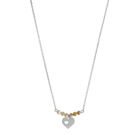 Ketting Hartje & Zebra Veldspaat - Zilver