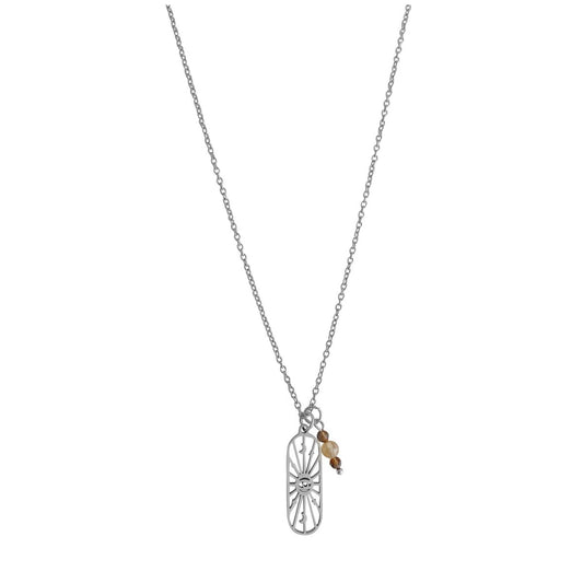 Alziend Oog Rookkwarts & Citrien Ketting - Zilver