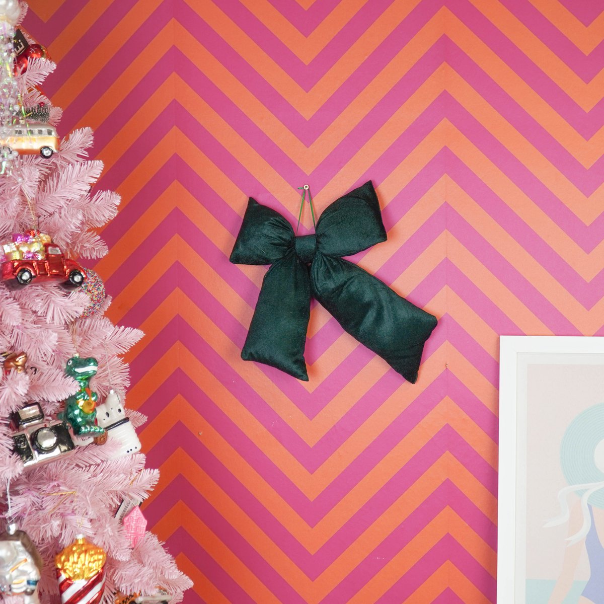 Kerstdecoratie - Strik - Groen - Fluweel - 32x40cm