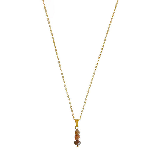 Rhodochrosiet & Labradoriet Ketting - Goud