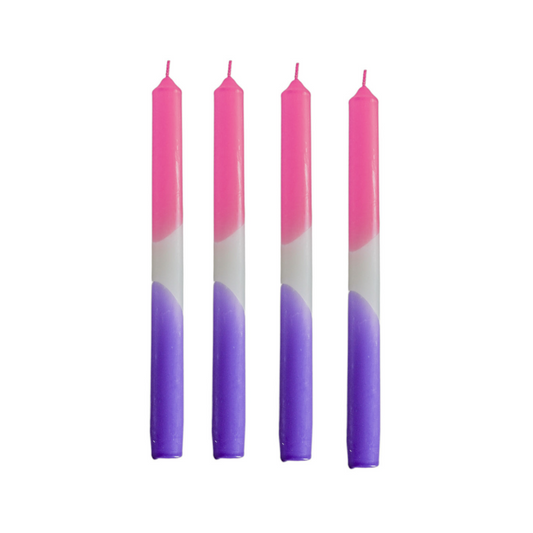 Kaarsen - roze/wit/paars (set van 4)