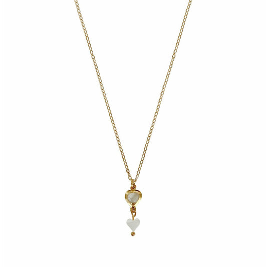 Kristal & Schelp Hart Ketting - Goud