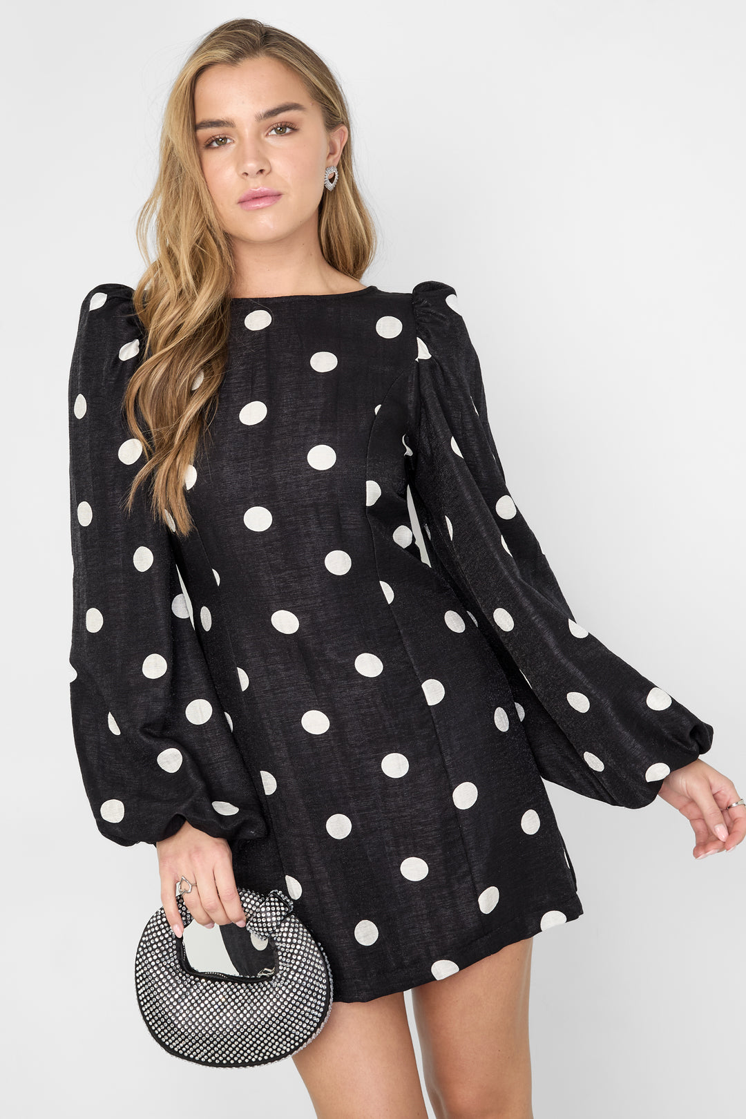 Geweven Polyestervezel Vrouwen Mini Jurk Elegant Polkadots