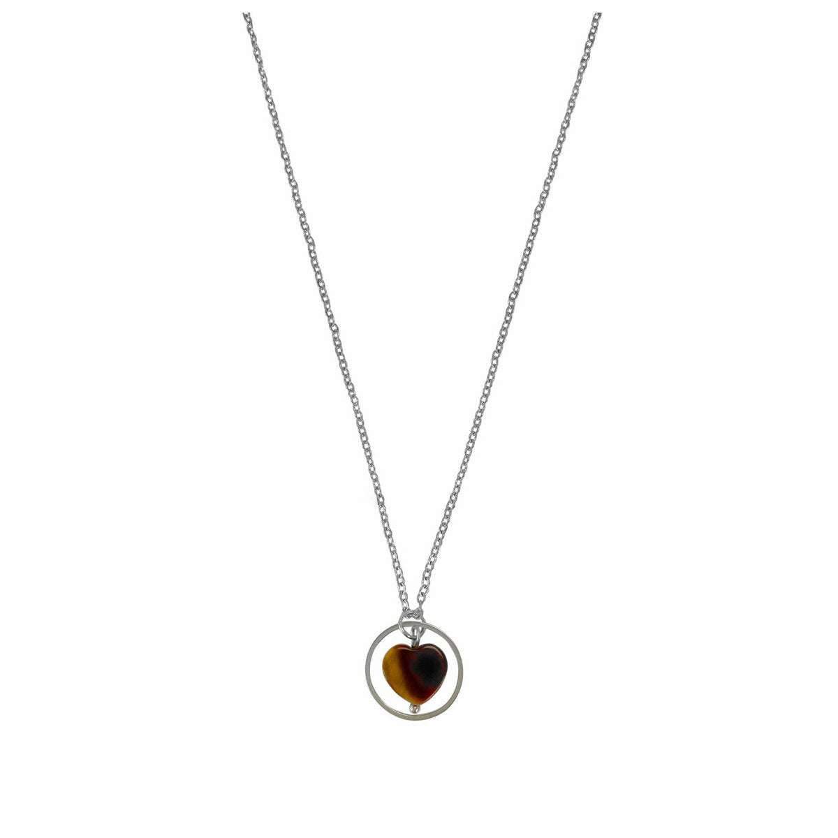Ketting Tijgeroog Hartje Ring - Zilver