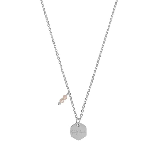 Ketting Self Love & Rozenkwarts - Zilver