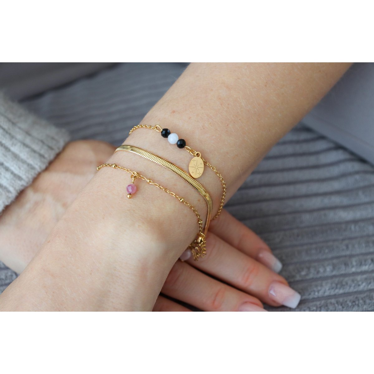 Maansteen & Toermalijn Sparkle Armband - Goud