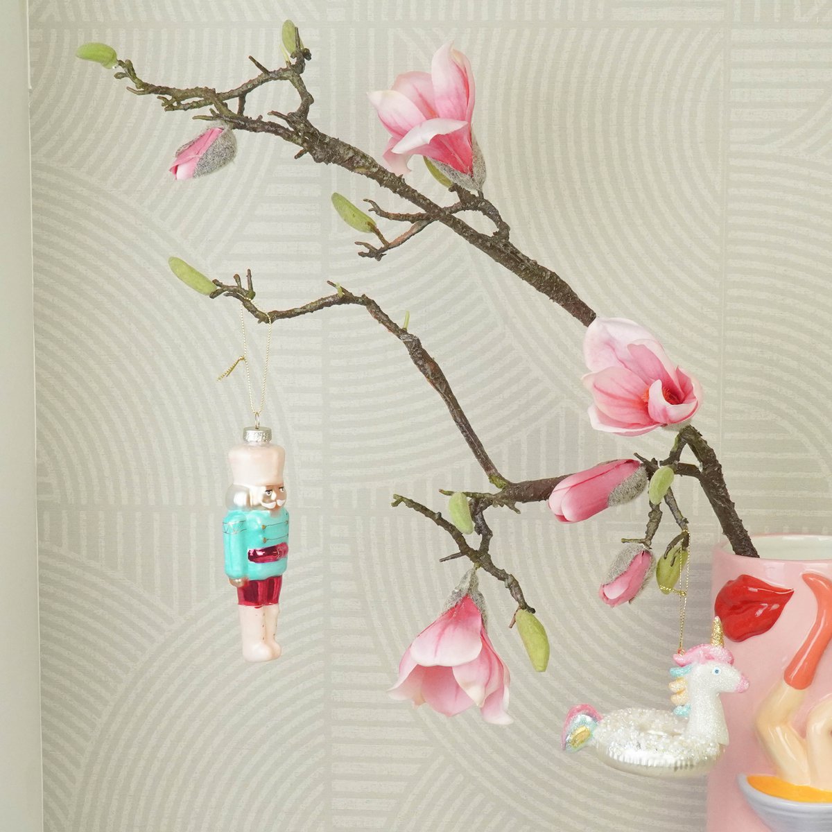 Kersthanger - Eenhoorn - Wit - Glas - 8x9,5x9cm