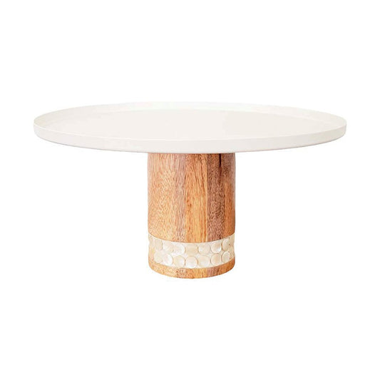 WITTE SCHAAL OP HOUTEN STANDAARD GROOT MODEL 30X30X15CM