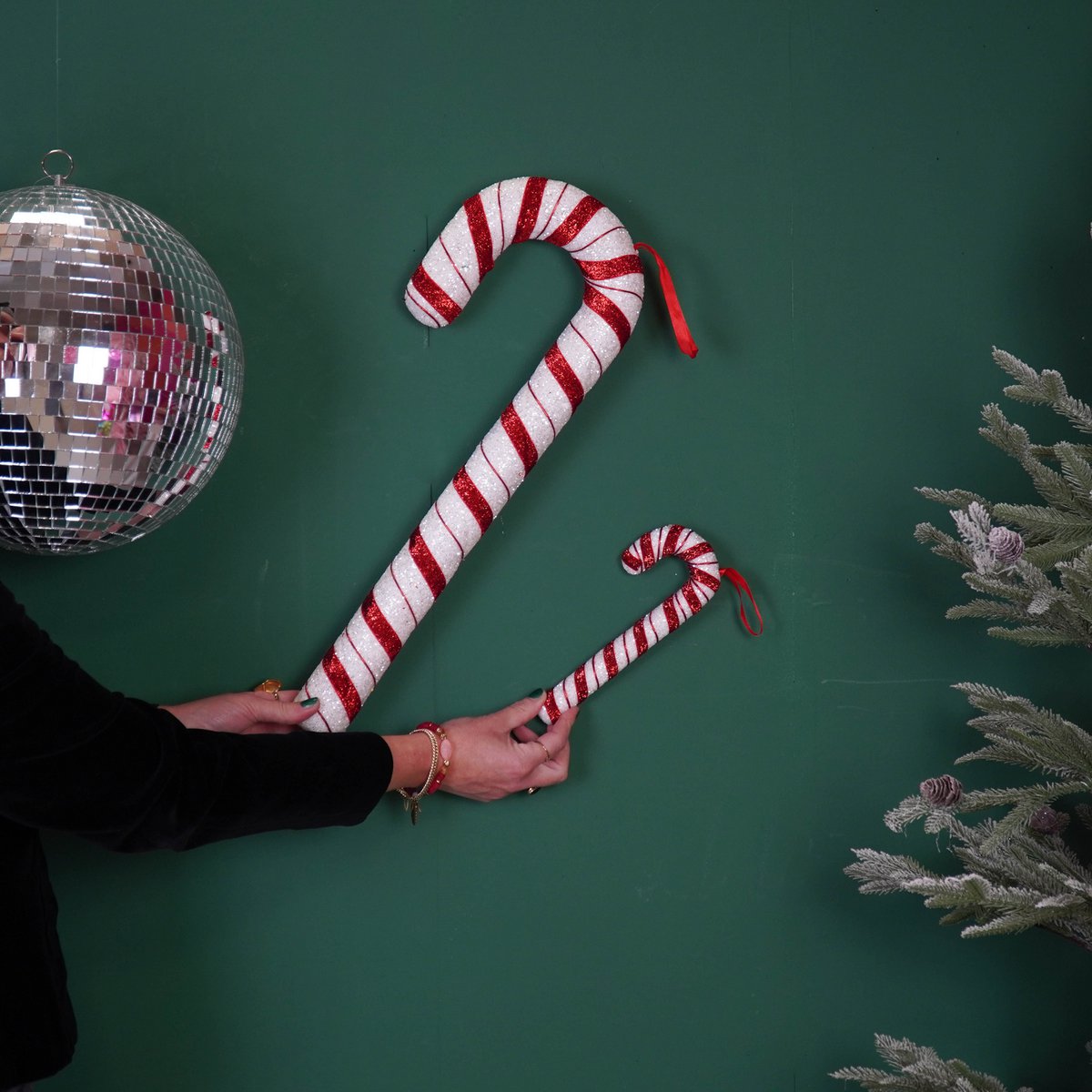 Decoratie - Zuurstok - Schuim - Wit/Rood - 52cm