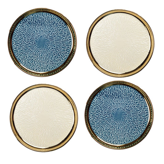 DESSERTBORD MET GOUDEN RAND - SET VAN 4