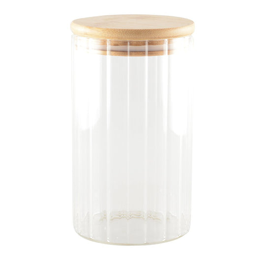 9x9x15cm glas- en houten opbergpot