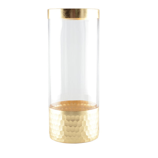 Transparante vaas met gouden rand - H30cm