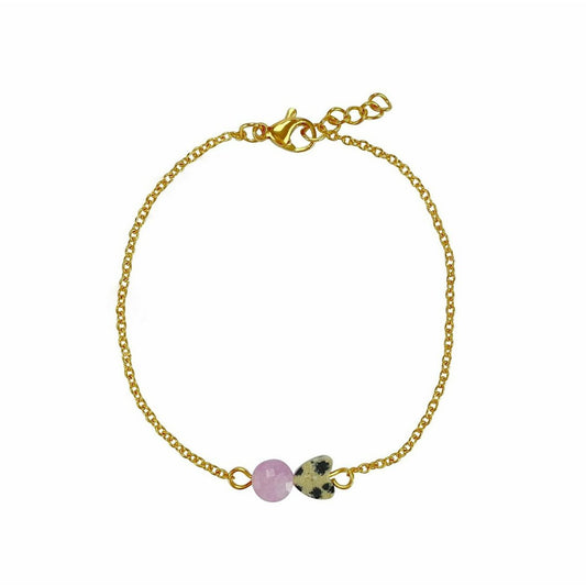Armbandje Jaspis Hartje & Chalcedoon - Goud