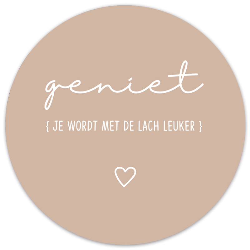 Muurcirkel geniet lach beige