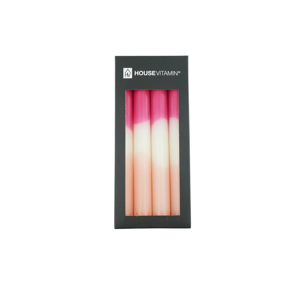 Kaarsen - roze/wit/roze - (set van 4)