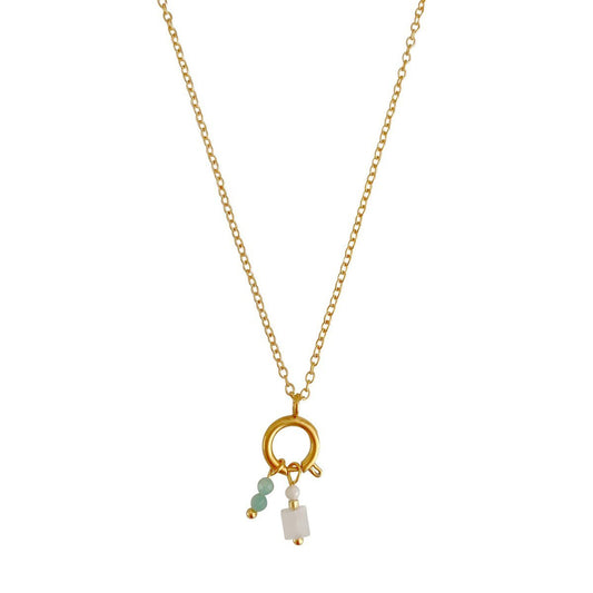 Slot Ketting 10 mm & Edelsteen Hangertjes - Goud