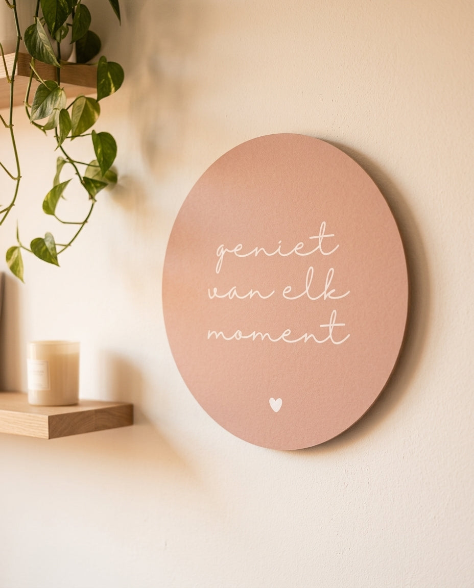 Muurcirkel geniet van elk moment roze